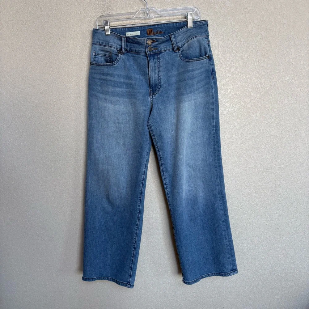 KUT from the Kloth Lucy High Rise Wide Leg Jeans Women’s 8 Blue Double Button - Picture 3 of 11